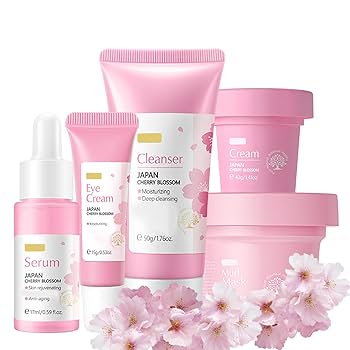 Skincare Gifts For Teenage Girls,5PCS Sakura Skin Care Sets